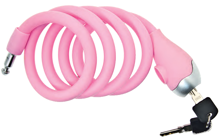 ART.LU 13 P Lucchetto a spirale in silicone 120 cm. x 12 mm rosa opaco ART.LU 13 P Lucchetto a spirale in silicone 120 cm. x 12 mm rosa opaco